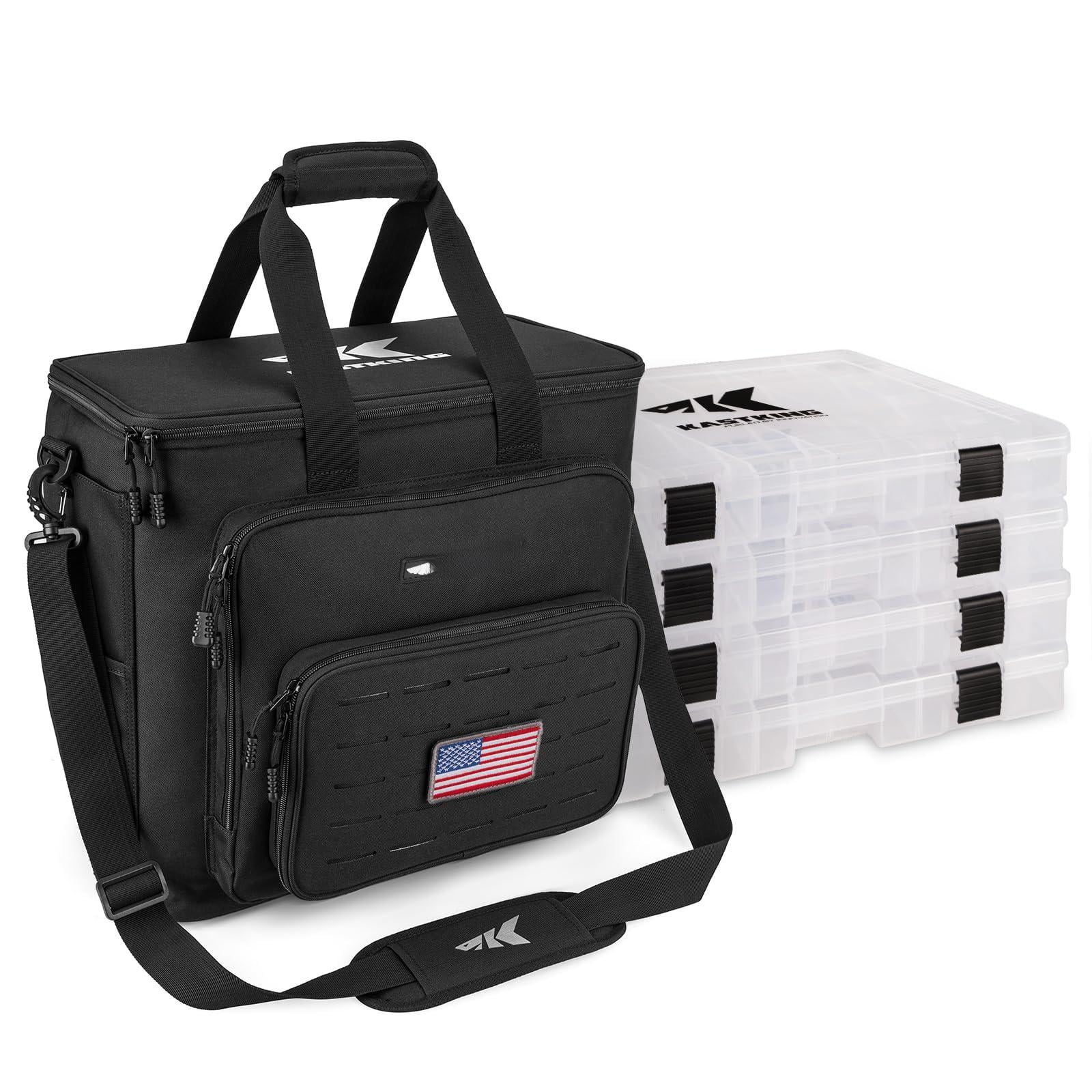 Karryall Fishing Tackle Bags With 4 * 3700 Trays For Saltwater Or Freshwater – Gear Storage Black