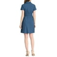 thumbnail image 4 of INSPIRE CHIC Women's Fit and Flare Collar Pocket Elastic Waist Mini Dress S Grey Blue, 4 of 9