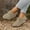 Khaki, variant on Women's Casual Loafers, Breathable Canvas Lace-Up Round Toe Shoes, Comfortable Flat Sole Walking Shoes for Daily Wear, Work, Shopping - Beige/Grey