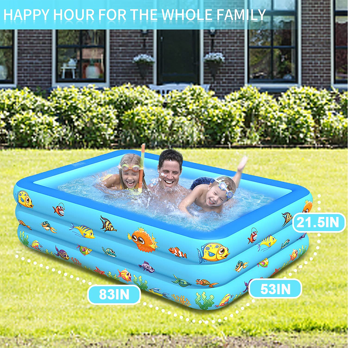 Buy Bestgoods Inflatable Swimming Pool Rectangular Kiddie Pool Blow Up