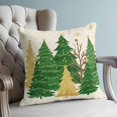 thumbnail image 4 of Pillow Covers 16x16 Set of 2, Green Christmas Tree Throw Pillow Covers Decorative Couch Cushion Cover, Golden Xmas Tree Winter Snowflake Rustic Microfiber Soft Pillowcases for Bedroom Living Room, 4 of 9