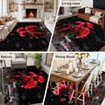 thumbnail image 5 of Rectangle Area Rugs 5 x 7 Ft, Red Roses Non-Slip Residential Carpet, Valentines Day Romantic Petal Floral Black Indoor Crawling Mats Runner Rugs for Living Room/Dining Room/Bedroom, 5 of 8