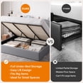 thumbnail image 6 of Einfach King Size Lift Up Hydraulic Bed Frame, Upholstered Velvet Storage Headboard Platform Bed with LED Light and Built-in Charging Station, Grey, 6 of 9