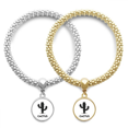 thumbnail image 1 of Cactus Vert Succulentes Contour Amant Bracelet Bracelet Pendentif Bijoux Chaîne de Couple, 1 of 3