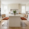 thumbnail image 7 of Hi loPres Set of 4 Mid-Century Modern Bar Stools, 25" Counter Height Kitchen Island Stools with Hand-Woven Rattan Back & Brown Velvet Seat, Chrome, 7 of 7