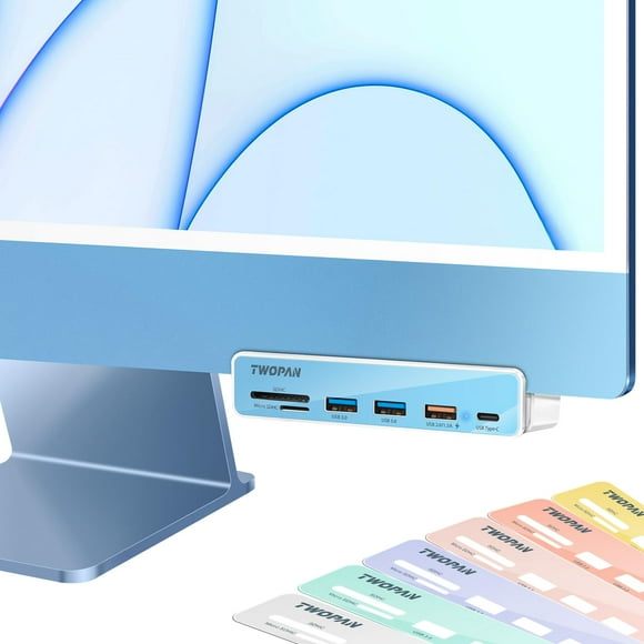 Twopan Adaptador Multipuerto Usb C Hub Para Imac 6 En 1 Adaptador Usb C A Usb Imac 2023/2021 Imac M3/M1 Hub De Puerto Usb Con Puertos Usb 3.0 Lectores De Tarjetas Sd Microsd Y 7 Paneles De Color