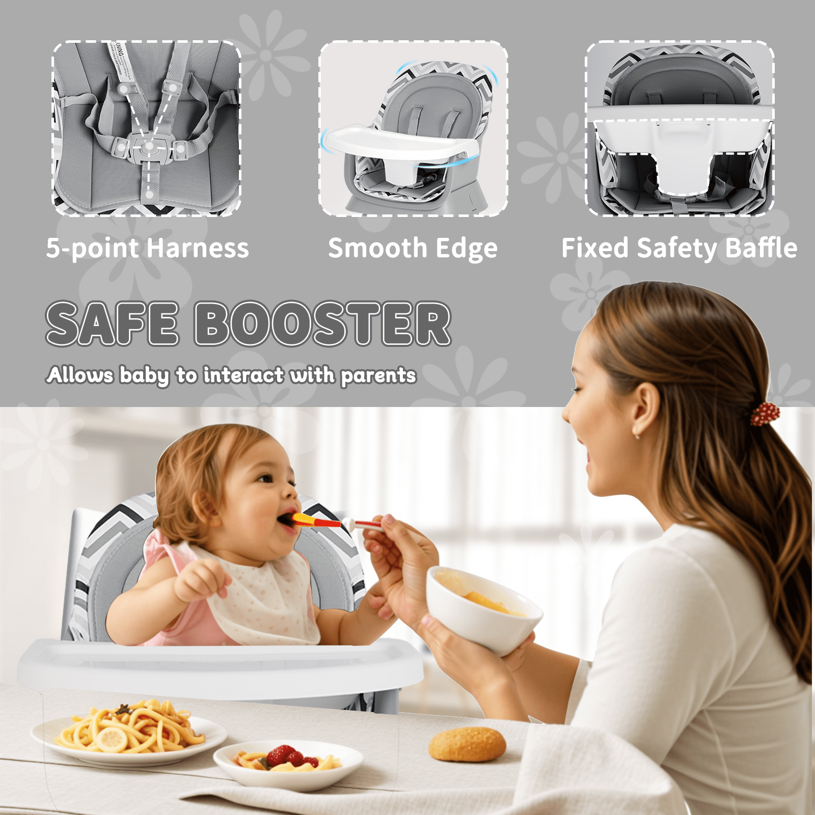 LINLUX 8 in 1 Convertible High Chair for Babies, Feeding Booster Seat for Toddlers, Chevron