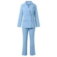 thumbnail image 3 of Womens Long Sleeve Solid Suit Set - Elegant Blazer & Pants with Pockets - Polyester Formal Outfit, S-XXL, Autumn/Winter, 3 of 4