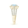 thumbnail image 3 of ANGARA Natural 1 ct Aquamarine Triple Shank Cocktail Ring with Diamond Halo in 14K Yellow Gold for Women (Size-8x6mm) | March Birthstone, Anniversary, Jewelry Gift for Women | Natural Aquamarine Ring, 3 of 10