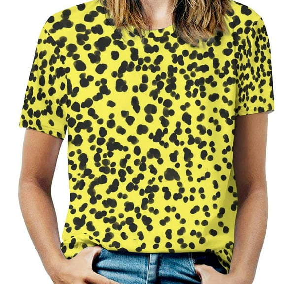 Dalmatian T Shirt O Neck Black Spots Print Oversize T Shirts Short-Sleeve Street Style Tees Female Sexy Elegant Custom T