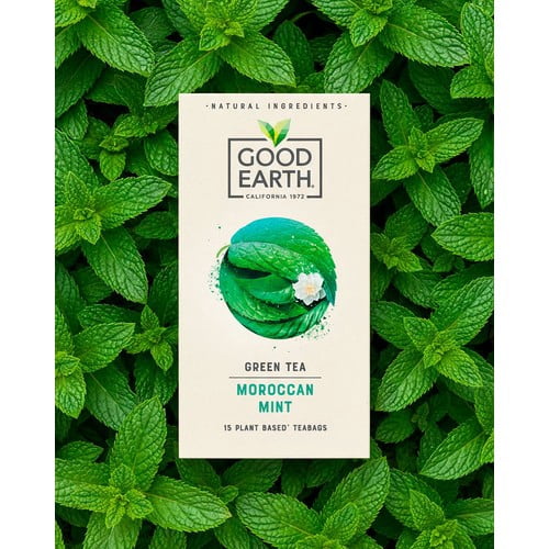 Good Earth Teabags Moroccan Mint & Green Tea 15's, British Import (Pack of 3)