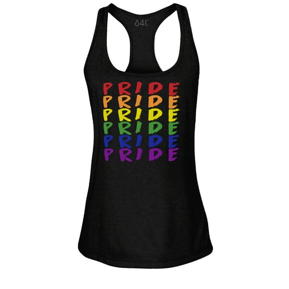 S4E Women's Pride Gay LGBTQ Rainbow Racerback Slim Fit Medium Black