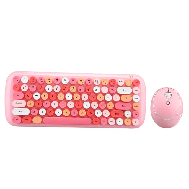 de inalámbricos, juego de inalámbricos 2.4G para Rosado Baoblaze Ratón Teclado Inalámbrico