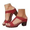 thumbnail image 3 of ERkkoi Women's Wedge Sandals Comfortable Open Toe Platform Casual Dressy Cork Summer Dress Shoes Red 7, 3 of 9