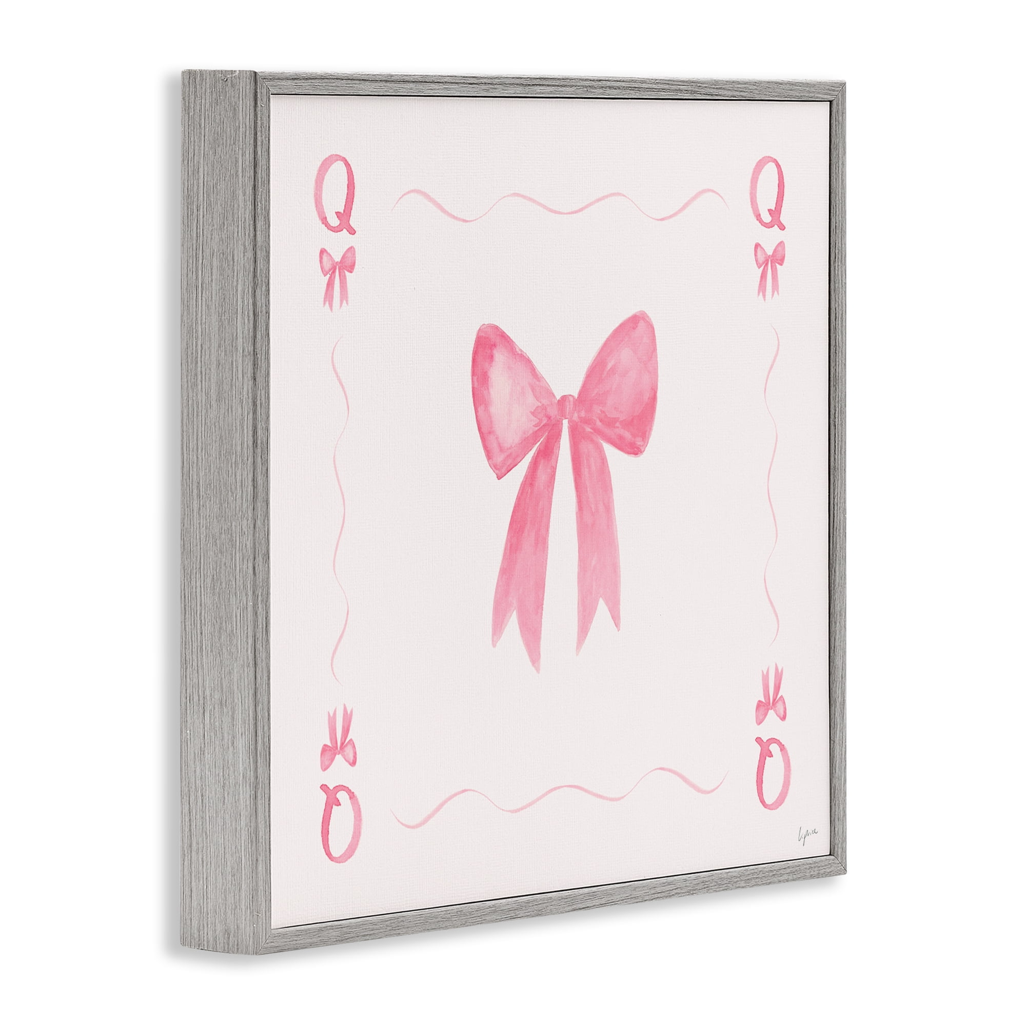 Stupell Industries Queen of Ribbons Card Gray Framed Giclee Art, design by Lucille Price