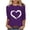 Purple, variant on Lenpel Women's 3/4 Sleeve Shirts Plus Size Crew Neck Heart Print Loose Casual Tee Tops Spring Summer Blouses
