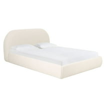 TOV Furniture Bara Cream Textured Velvet UK Super King Bed