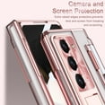 thumbnail image 4 of Compatible Luxury Hinged Case for Samsung Z Fold 5 Case with S Pen & S Pen Holder,5 in 1 Screen Protector Case for Galaxy Z Fold 5 Case,Transparent Galaxy Z Fold 5 5g Case Kickstand Rose Gold, 4 of 14