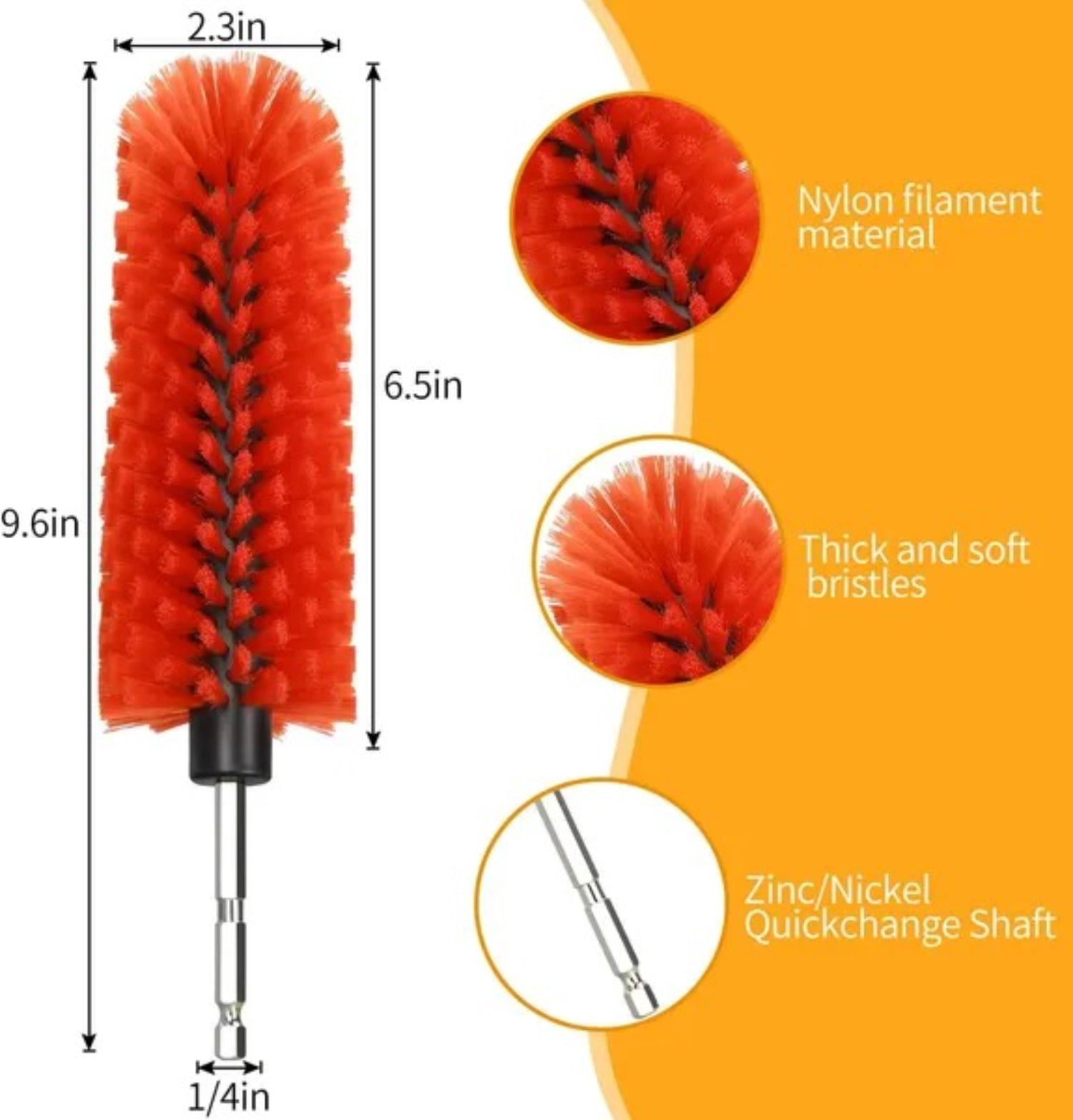 Drill Brush for Car Wheel and Bottle High Density Nylon Cleaning Brush for Wheels Rims Engines Exhaust