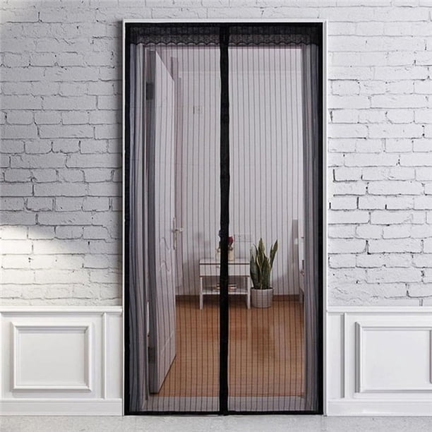 Cortina de puerta magnética, cortina de malla, sellada magnéticamente de arriba a abajo, se cierra automáticamente, mantiene el aire fresco en el interior negro 80x210cm Sailing Electrónica