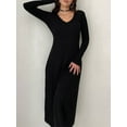 thumbnail image 7 of Liacowi Women Fall Sweater Dress Long Sleeve V Neck Ribbed Knit Midi Dress Autumn Winter Clothes, 7 of 7