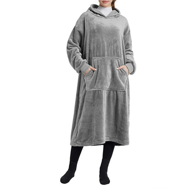 Sudadera con Capucha y Manta para Hombre y Mujer, de Gran Tamaño, de Larga y Cálida Gris un Tamaño