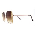 thumbnail image 3 of Womens Rhinestone Chain Jewel Trim Classical Metal Rim Butterfly Sunglasses Gold Brown, 3 of 4