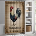 thumbnail image 6 of Early Rooster Extra Long Shower Curtain Set, Waterproof Shower Curtains for Bathroom, Brown Spring Farmhouse Vintage Chicken Washable Fabric Bath Curtain for Bathtub with Hooks 72x96 Inches, 6 of 9