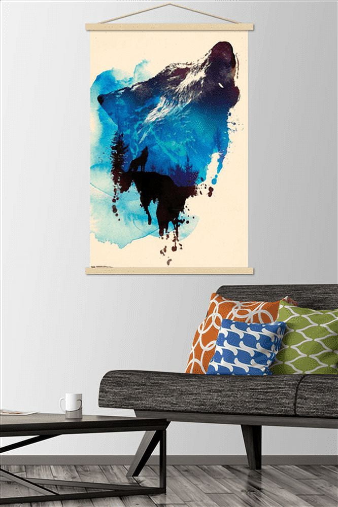 Robert Farkas - Wolf Paint Wall Poster with Wooden Magnetic Frame, 22.375" x 34"