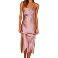 thumbnail image 1 of Pompotops Women Sexy Solid Slimming Hem Ruched Bandage Backless Strapless Tank Dress, 1 of 9