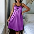 thumbnail image 3 of Iyufng Nightgowns for Women Spring/Summer Lace Panel Spaghetti Straps Pajama Dress with Built in Padding, 3 of 9