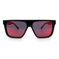 thumbnail image 5 of Mens Mirrored Lens 90s Flat Top Horn Rim Plastic Urban Sunglasses [Matte Black - Red Mirror], 5 of 8