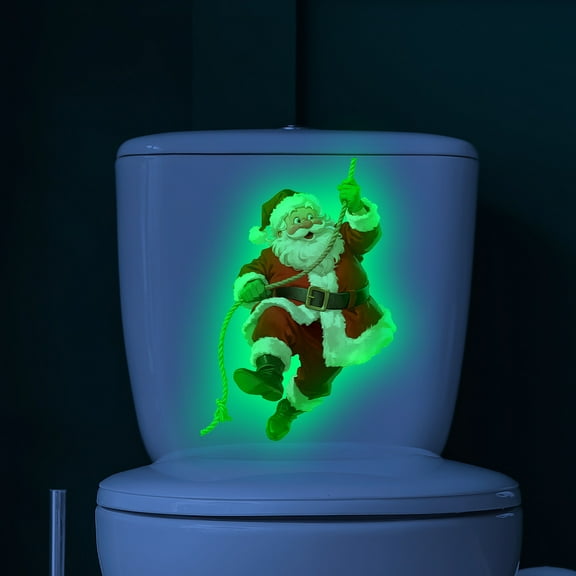 Christmas Toilet Wall Stickers - Removable Festive Decals, Winter Holiday Bathroom Decor for Home & Guest Baths