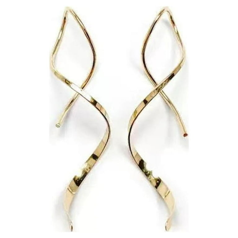 Women s earrings Spiral threader earrings 14k gold plated hoop