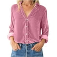 thumbnail image 2 of Qertyioot Mode Chemise Décontractée à Manches Longues pour Femmes avec Col Rabattu et Boutons, 2 of 6