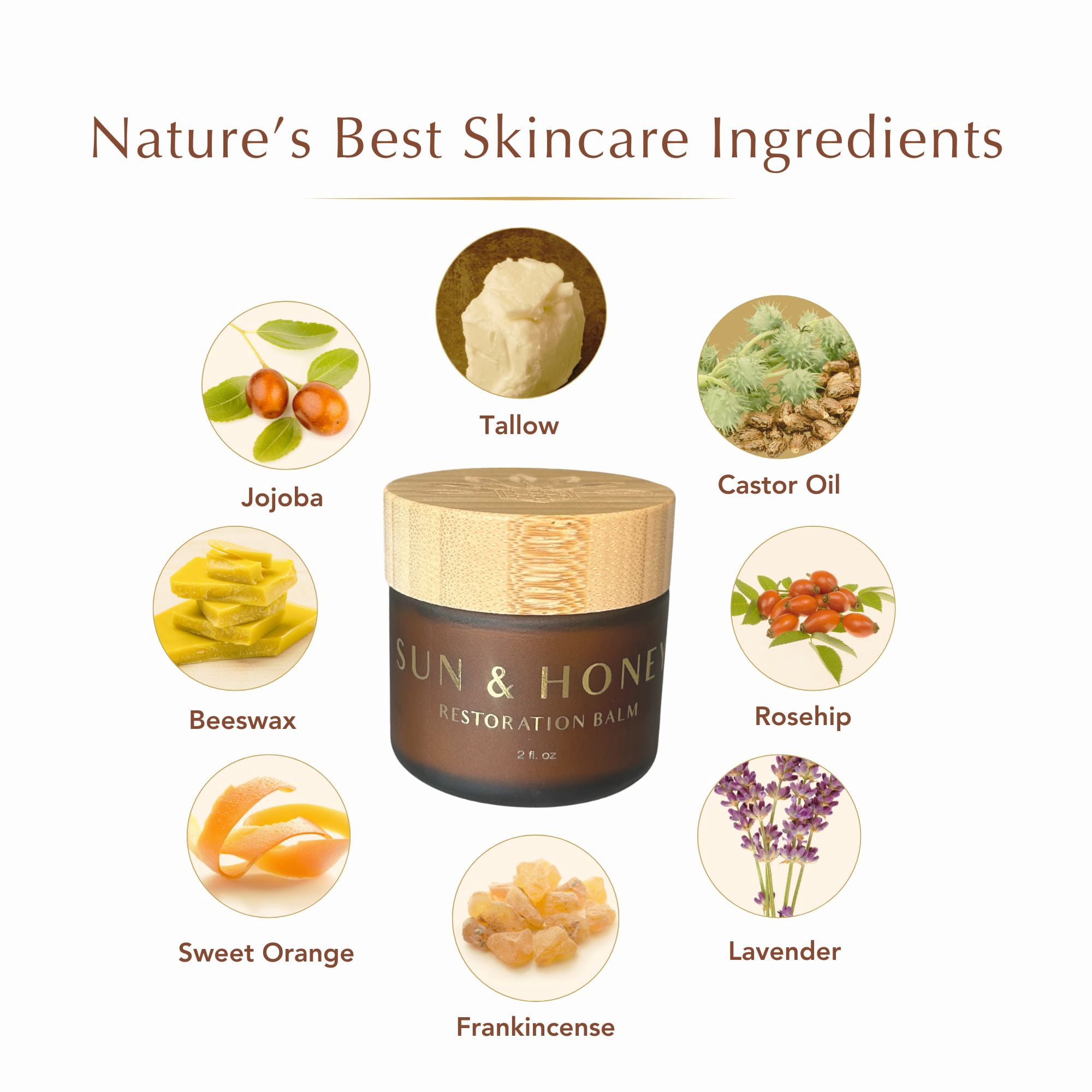 Beef Tallow for Face – 100% Grass-Fed Tallow Balm for Dry & Mature Skin | Cosmetic Grade Tallow Face Moisturizer with Castor Oil, Jojoba, Rosehip, Beeswax & Frankincense | Sun & Honey