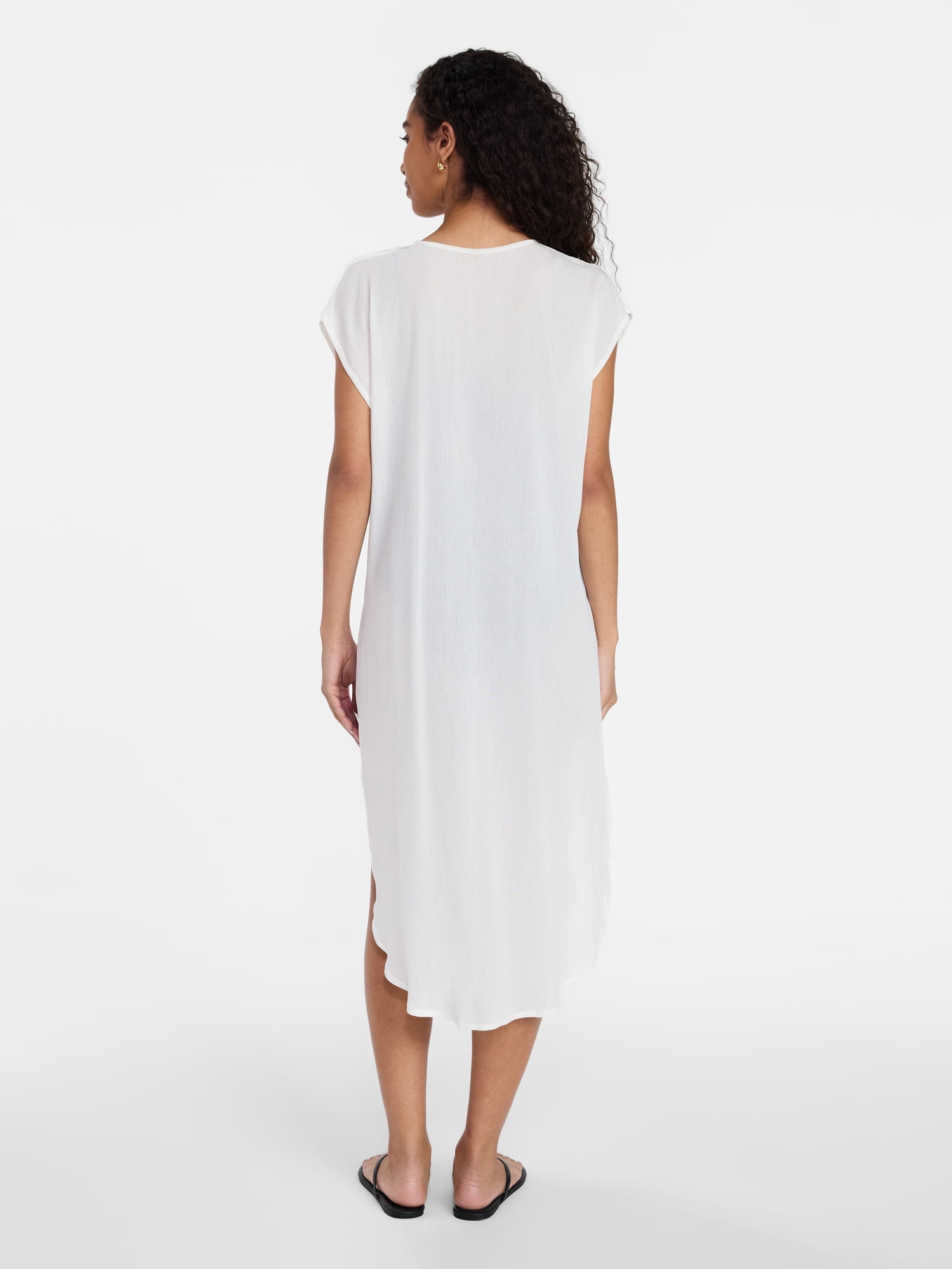 Time and Tru Women's Tie Front Coverup, Size S/M, Winter White