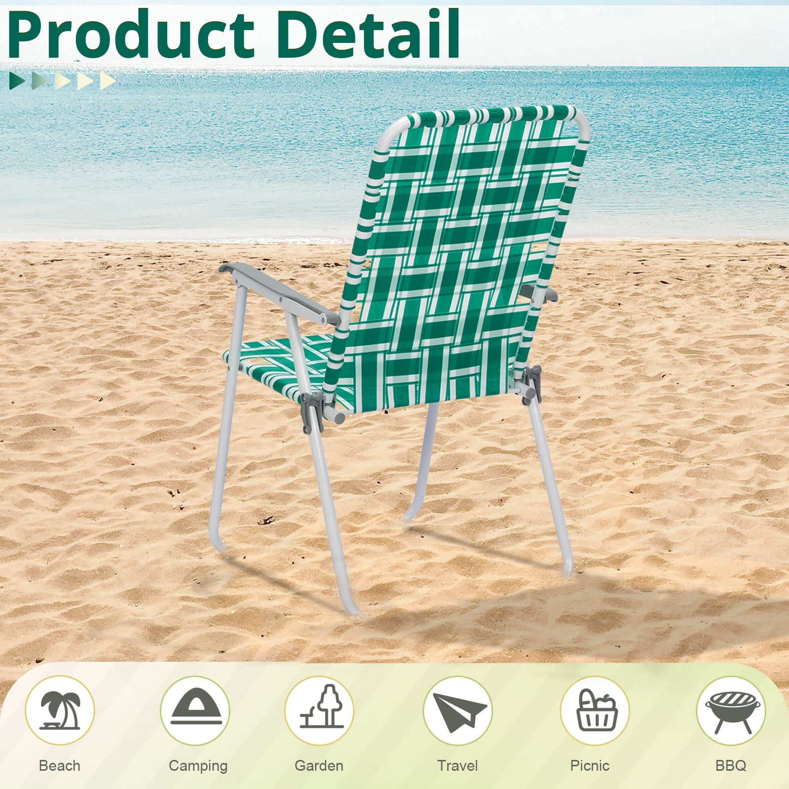 Ktaxon Lightweight Foldable Patio Lawn Chair Set, 2 Pack Portable