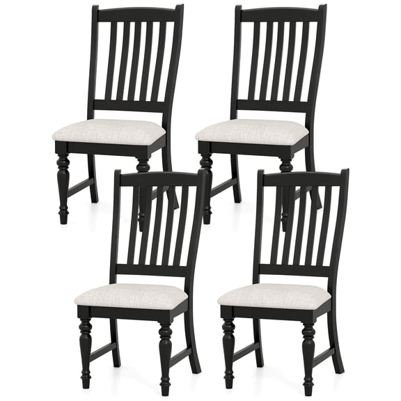 Costway Set of 4 Dining Chairs with Solid Wood Legs & Padded Seat Kitchen Side Chair Black