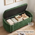 thumbnail image 3 of Furniliving 46.5" Chenille Storage Bench, Button-Tufted Upholstered Ottoman with Hidden Storage, End of Bed Bench for Bedroom Entryway Living Room, Green, 3 of 12