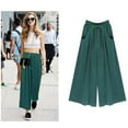 thumbnail image 1 of Womens Pants High Waisted Wide Leg Drawstring Cozy Plus Size Casual Loose Trousers with Pockets Elastic Waist Relaxed Fit Trousers Wide Leg Culottes Pants, 1 of 4
