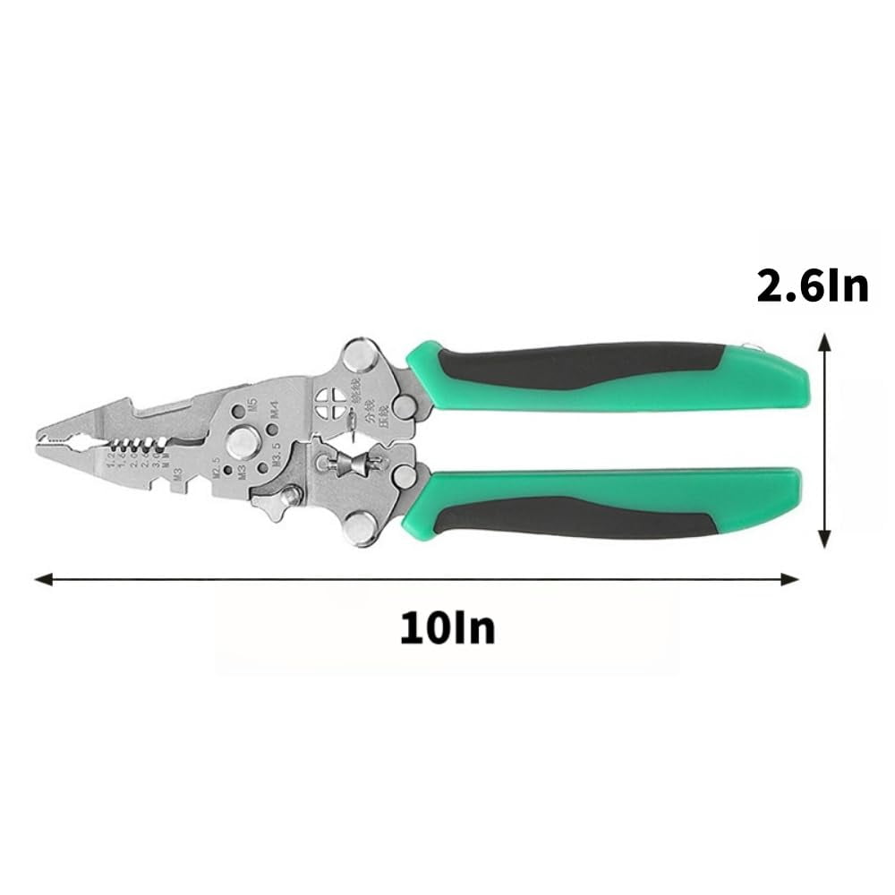 16 in 1 Wire Stripper Twister for Cutting and Pulling Wires,Made of Stainless Steel Foldable Voltage Testing Lighting Functions Specially Designed for Electricians