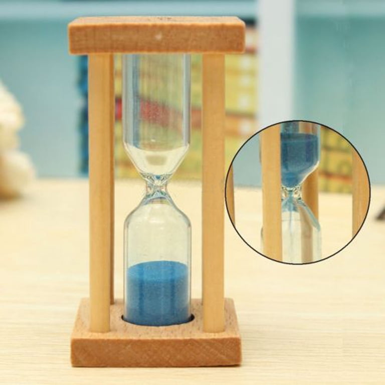 15-Minute Hourglass Sand Timer With Wooden Base - Metal & Glass Desktop Decor For Office & Home