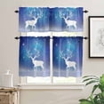 thumbnail image 2 of Christmas Reindeer Kitchen Curtains and Valances Set, Fantasy Blue Stars Winter Dreamy Rod Pocket Window Valance 18 Inch Window Curtain Panels for Living Room Bedroom Laundry, 27.5x36in, 3 Pieces, 2 of 7