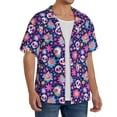 thumbnail image 2 of Sikiie Skull Blue Flower Men's Wrinkle Free Untucked Cuban Shirt Business Casual Button Down Shirts Short Sleeve ShirtLarge, 2 of 5