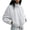 White, variant on Sheghy Women's Print Long Sleeve Stand Collar Zip-Up Jacket with Drawstring Hem and Pockets Casual Outerwear White