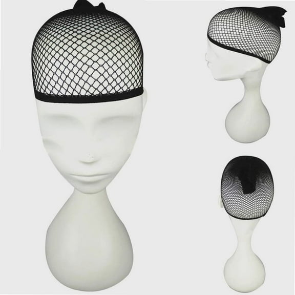 3 PCS Women Elastic Nylon Wig Cap Open End Black Mesh Liner Short Fishnet Hair Net Black