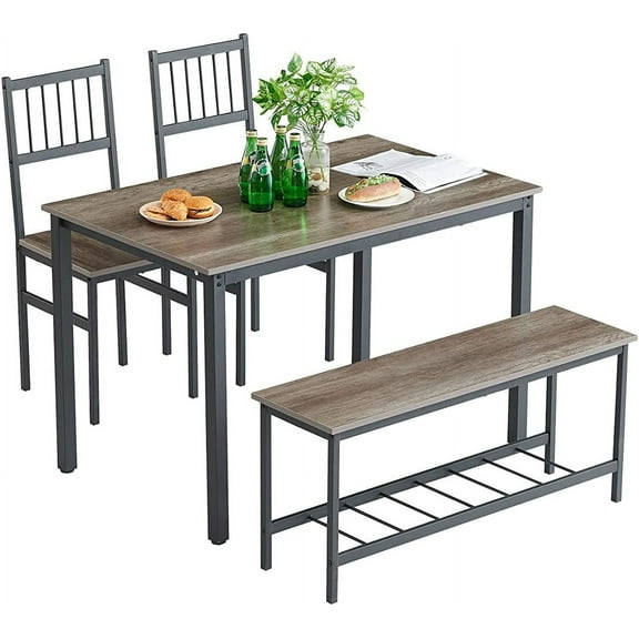 Small Dining Table Set for 4, 4pcs Kitchen & Dining Room Table with  and Chairs, Smooth Surface, Sturdy Metal Frame, Easy Maintain - A