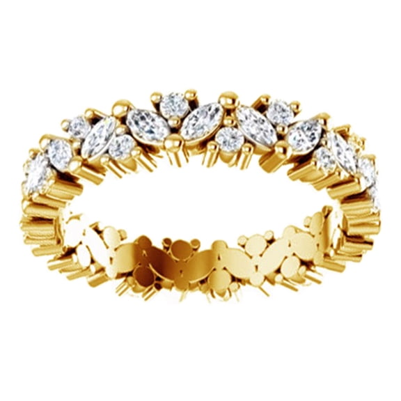 AFFY Marquise White Natural Diamond Eternity Band Ring In 14K Solid Yellow Gold (1.12 Ct), Size-4