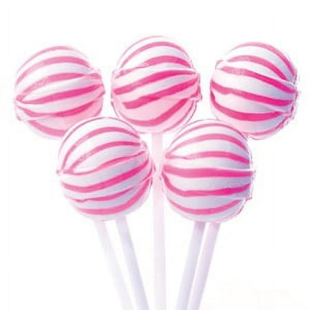 Pink Sassy Suckers Striped Ball Lollipops 100 Pieces: 5 LBS